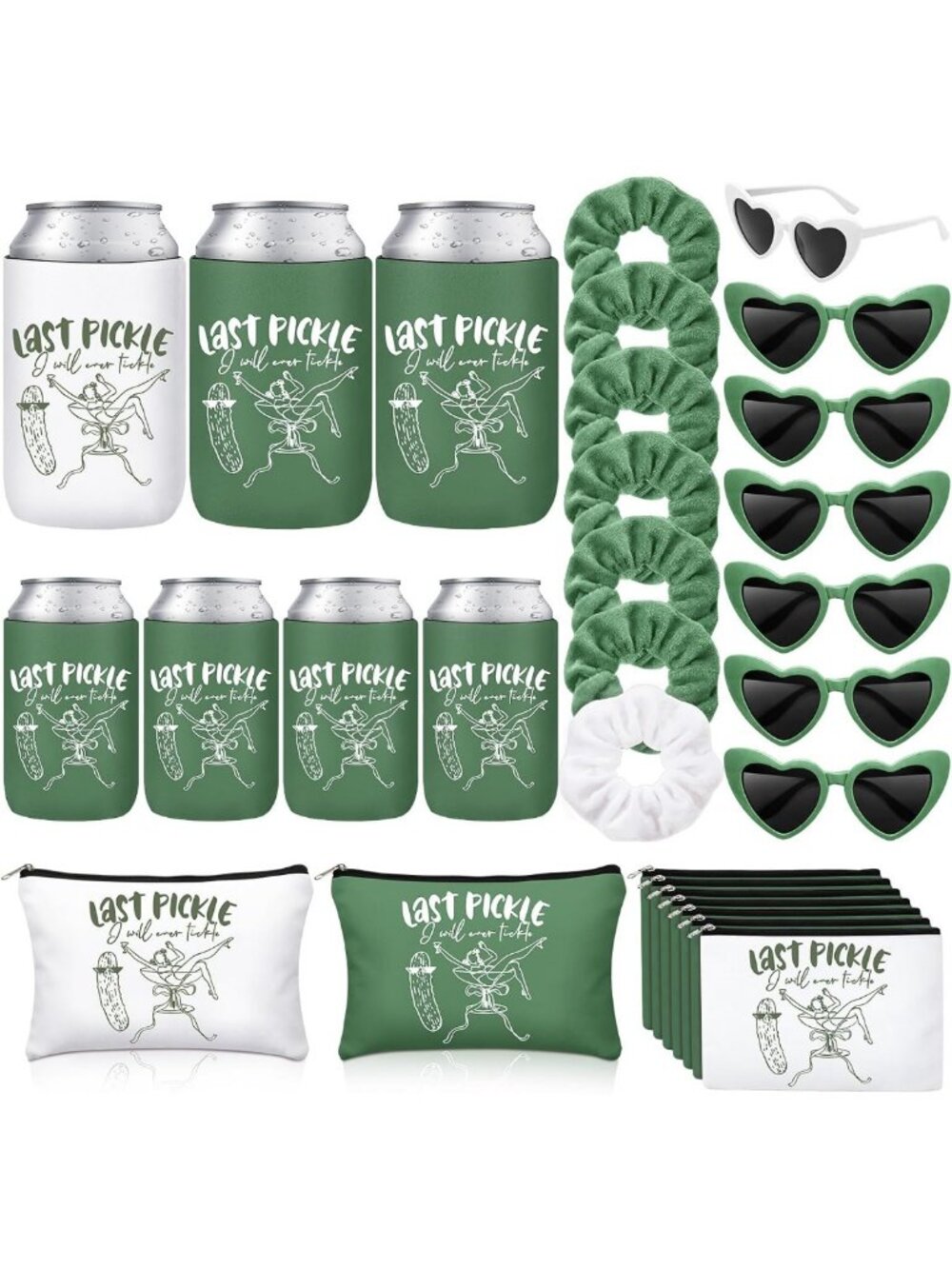 28 Pcs Sage Green Pickle Bachelorette Favors Set - Fun Party Gifts & Decor